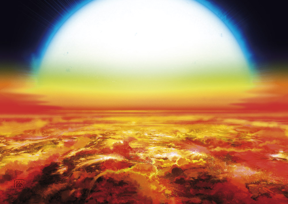 Artist’s view of a sunset over KELT-9b
