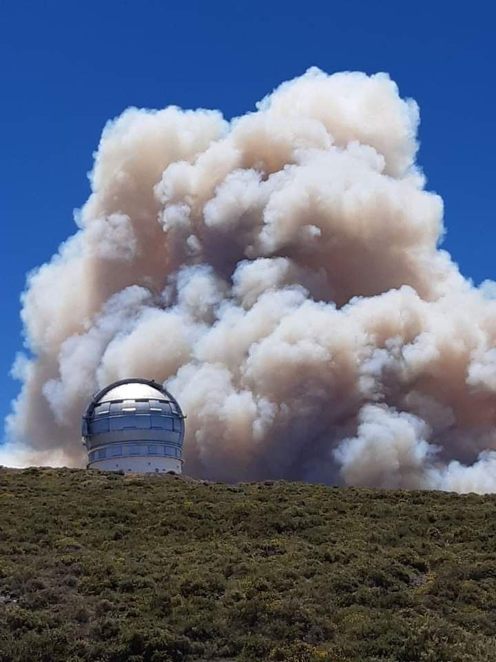 The forest fire stopped advancing towards the Observatory only less than 2 km from the telescopes (Photo by Pablo Ramón González)