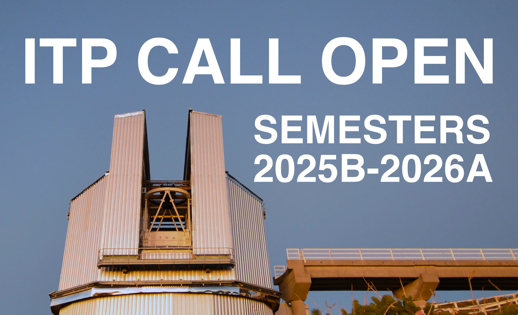 TNG photo with text: ITP Call Open, Semesters 2025B-2026A